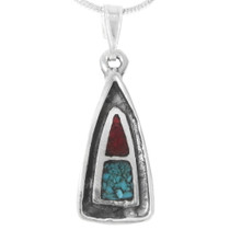 Small Navajo Turquoise Coral Pendant 40286