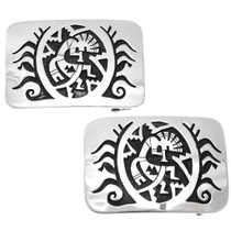 Navajo Kokopelli Design All Sterling Silver Belt Buckle 24074