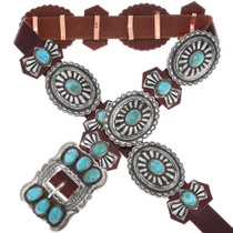 Spiderweb Turquoise Silver Navajo Concho Belt 40448
