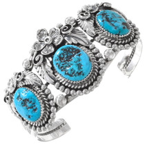 Three Stone Turquoise Silver Bracelet 21063