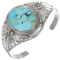 Mosaic Turquoise Sterling Silver Navajo Bracelet 40601