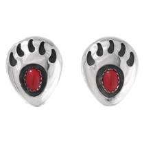 Coral Silver Bear Paw Earrings 40706