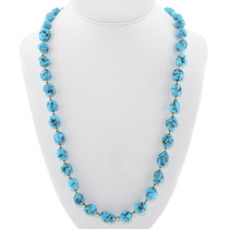 Natural Turquoise Gold Bead Necklace 40709
