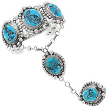 Natural Turquoise Attached Navajo Bracelet Ring Set 35395