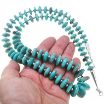 Turquoise Nugget Sterling Silver Bead Necklace 40888