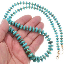 Native American Turquoise Gold Beaded Necklace 40921