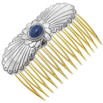 Native American Lapis Sterling Silver Hair Barrette Comb 40932