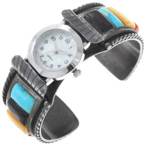 Old Pawn Navajo Inlay Silver Watch 40948
