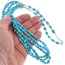 Natural Sleeping Beauty Turquoise Beaded Navajo Necklace 41101