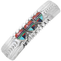 Navajo Inlaid Heart Silver Hair Barrette 41126