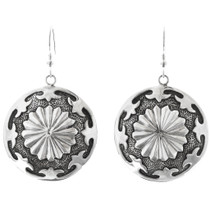 Native American Sterling Silver Concho Earrings 41128