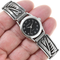 Sterling Silver Watch Navajo Geometric Design 41384