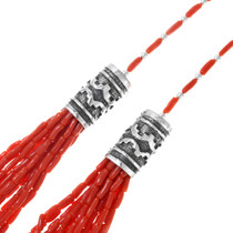 Sterling Silver Barrel Beads Coral Necklace 41386