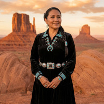 Native American Turquoise Silver Concho Belt 41405