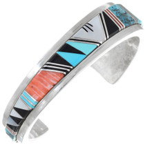 Vintage Sterling Silver Turquoise Inlay Bracelet 41428