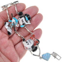 Native American Gemstone Inlay Mickey and Minnie Link Bracelet 41431