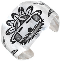 Vintage Navajo Sterling Silver Kachina Cuff Bracelet 41446