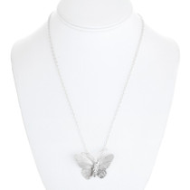 Small All Silver Butterfly Necklace 41447