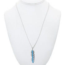 Navajo Sterling Silver Feather Pendant with Chain 41788