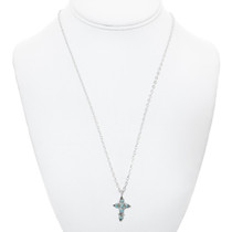 Native American Turquoise Sterling Silver Cross Pendant