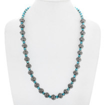 Navajo Turquoise Silver Bead Necklace 41352