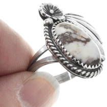 Navajo White Buffalo Turquoise Ring 41840