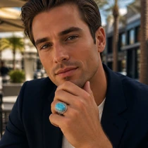 High Grade Turquoise Ring Navajo Made in USA 42017