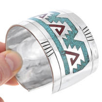 Turquoise Inlay Pueblo Indian Pattern Cuff Bracelet 25179