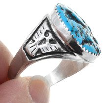 Sterling Silver Thunderbird Symbol Mens Turquoise Ring 42215