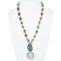 Navajo Turquoise Nugget Coin Necklace 17380