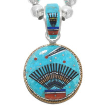 Native American Turquoise Micro Inlay Pendant 41217