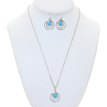 Sleeping Beauty Turquoise Circle Hoop Earring and Pendant Set 42245