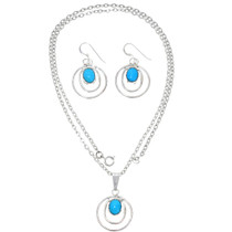 Turquoise Circle Hoop Earring and Pendant Set 42245