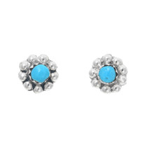 Petite Zuni Sterling Silver Turquoise Flower Post Earrings 42255