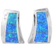 Navajo Inlaid Blue Opal Earrings 42256