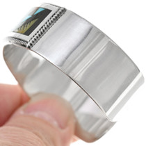 Turquoise Shell Geometric Pueblo Design Zuni Bracelet 42263