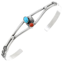 Petite Navajo Ladies Turquoise Silver Cuff Bracelet 42265