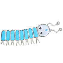 Zuni Turquoise Caterpillar Brooch Pin 42295