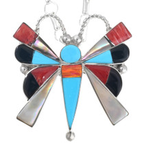 Zuni Multistone Turquoise Butterfly Pendant 42316