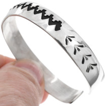 Native American Kiva Steps Pattern Silver Cuff Bracelet 42428