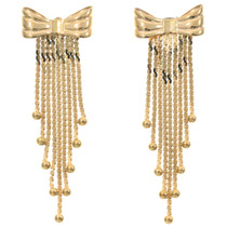 Elegant Bow Design 18K Gold Earrings 42445