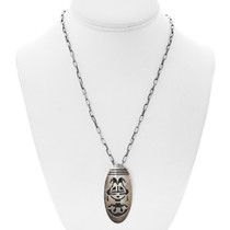 Sterling Silver Overlay Kachina Design Hopi Pendant Necklace 42603