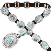 Native American Sleeping Beauty Turquoise Concho Belt 42627