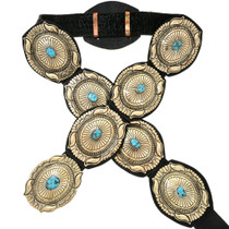 Arizona Turquoise Gold Navajo Concho Belt 42626