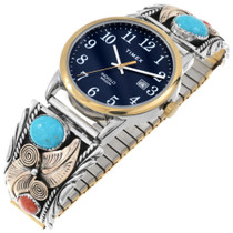 Navajo Sterling Silver Gold Watch 42653