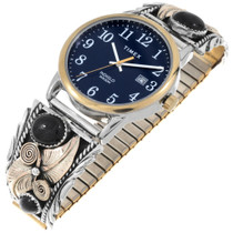 14k Gold Fill Sterling Silver Onyx Men's Watch 42652