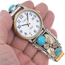 Sterling Silver 14KGF Turquoise Men's Watch 42654