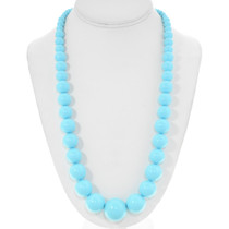 Graduated Turquoise Round Bead Necklace 42676