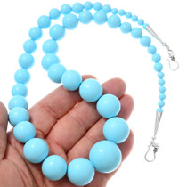 Large Sleeping Beauty Blue Turquoise Beaded Necklace 42676