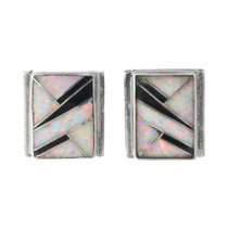 Opal Sterling Silver Zuni Inlay Earrings 42694